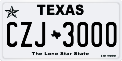 TX license plate CZJ3000
