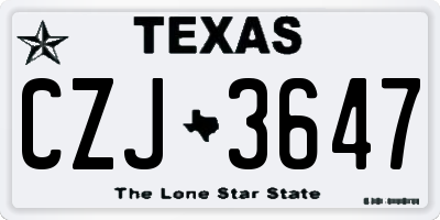 TX license plate CZJ3647