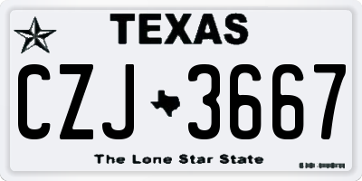 TX license plate CZJ3667