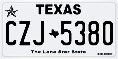 TX license plate CZJ5380