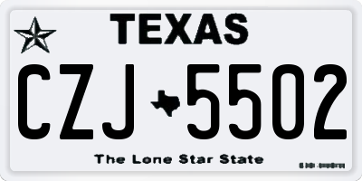 TX license plate CZJ5502
