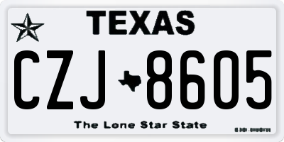 TX license plate CZJ8605