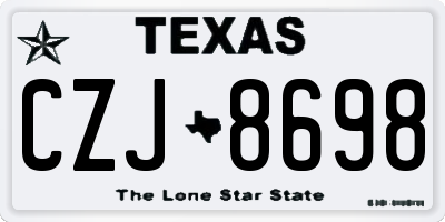 TX license plate CZJ8698
