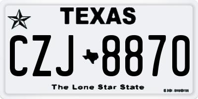 TX license plate CZJ8870