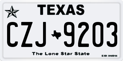 TX license plate CZJ9203