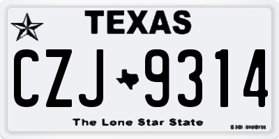TX license plate CZJ9314