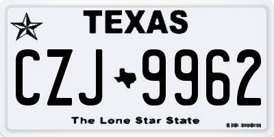 TX license plate CZJ9962