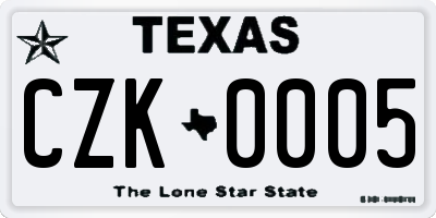 TX license plate CZK0005