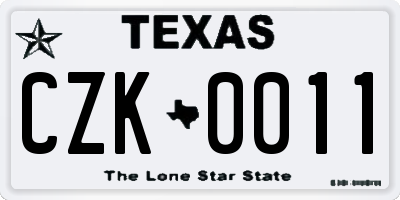 TX license plate CZK0011