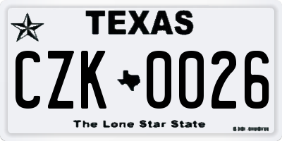 TX license plate CZK0026