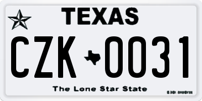 TX license plate CZK0031