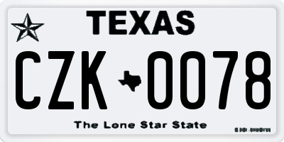 TX license plate CZK0078