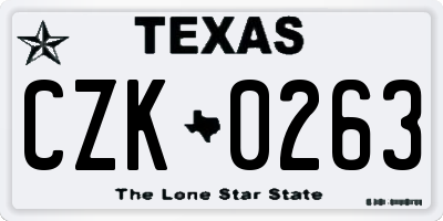 TX license plate CZK0263