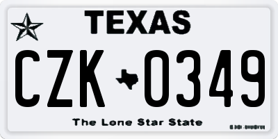 TX license plate CZK0349