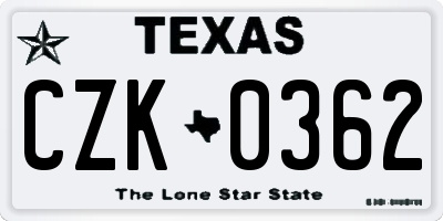 TX license plate CZK0362
