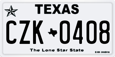 TX license plate CZK0408