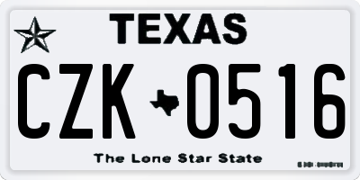 TX license plate CZK0516