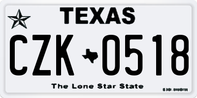 TX license plate CZK0518