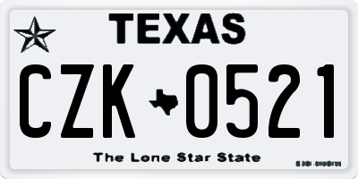 TX license plate CZK0521