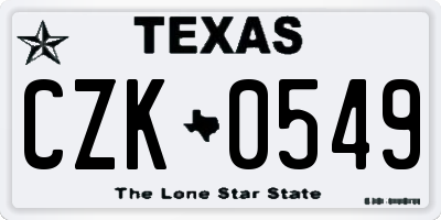 TX license plate CZK0549