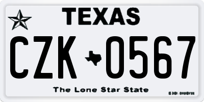 TX license plate CZK0567