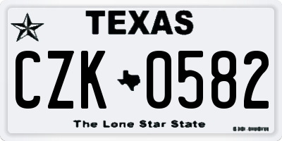 TX license plate CZK0582