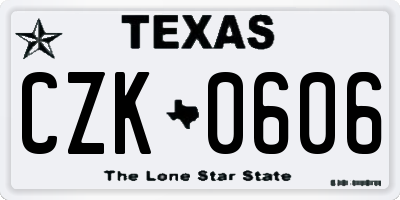 TX license plate CZK0606