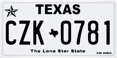 TX license plate CZK0781