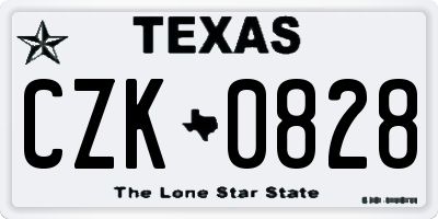 TX license plate CZK0828