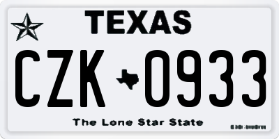 TX license plate CZK0933