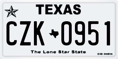 TX license plate CZK0951