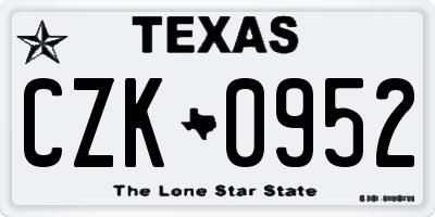 TX license plate CZK0952