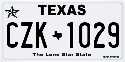 TX license plate CZK1029