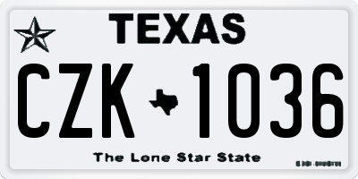 TX license plate CZK1036