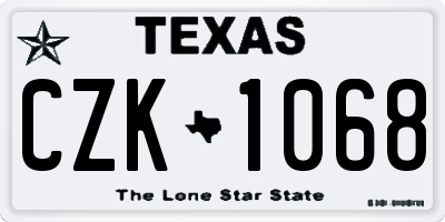 TX license plate CZK1068