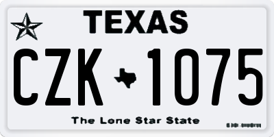 TX license plate CZK1075