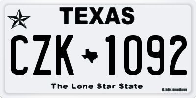 TX license plate CZK1092