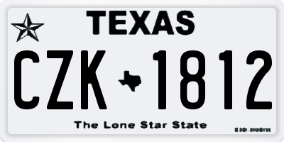TX license plate CZK1812