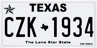 TX license plate CZK1934