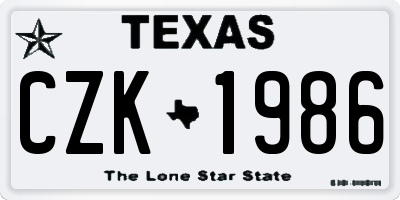 TX license plate CZK1986