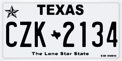TX license plate CZK2134