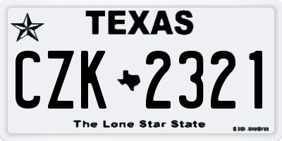 TX license plate CZK2321