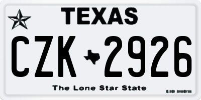 TX license plate CZK2926