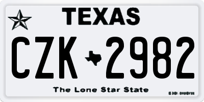 TX license plate CZK2982
