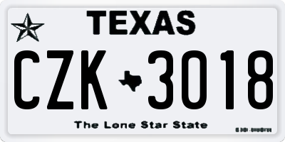 TX license plate CZK3018