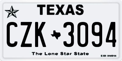 TX license plate CZK3094