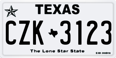 TX license plate CZK3123