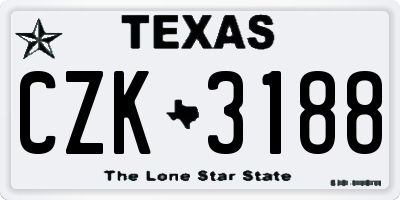 TX license plate CZK3188