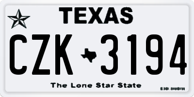 TX license plate CZK3194