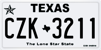 TX license plate CZK3211